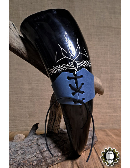 Housse en cuir pour cor, couleur bleue