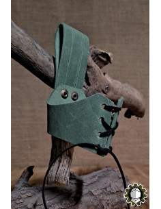 Tahalí en cuir pour cor, couleur verte