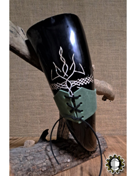 Tahalí en cuir pour cor, couleur verte