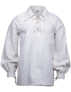Chemise médiévale en lin modèle Sawyer, blanc naturel