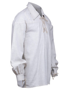 Chemise médiévale en lin modèle Sawyer, blanc naturel 2