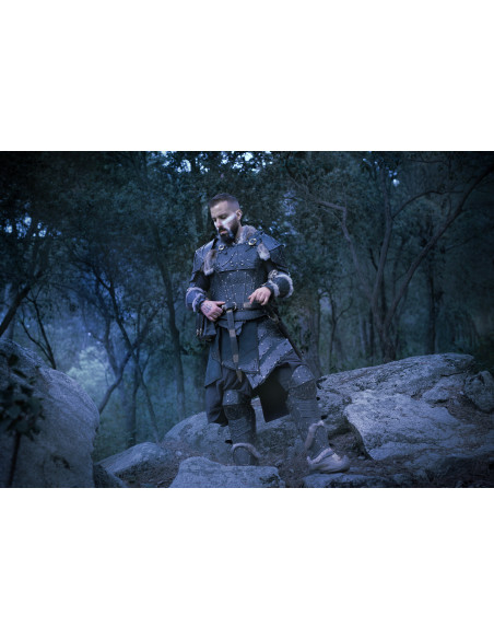 Peto viking en cuir modèle Baldur, noir