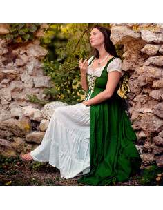 Robe médiévale celtique longue couleur verte 2