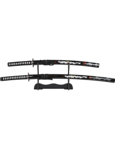 Set Katana et Wakizashi avec support, design dragon