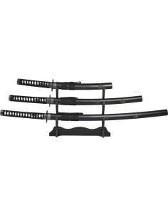 Set Katana Wakizashi et Tanto modèle Samurai, avec support