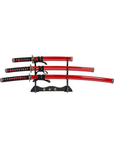 Set Katana Wakizashi et Tanto décoratif avec support,...