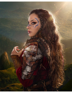 Épaule viking en cuir marron, Barbare Thor