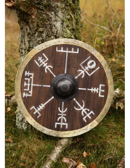 Bouclier Viking Vegvísir avec bord en...