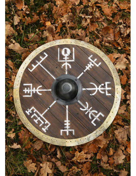 Bouclier Viking Vegvísir avec bord en...