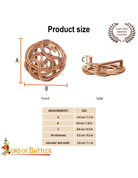 Boucle viking serpent pour ceinture,...