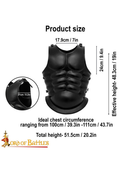 Cuirasse romaine en acier noirci à...