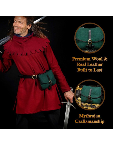 Sac à main médiéval pour LARP en vert