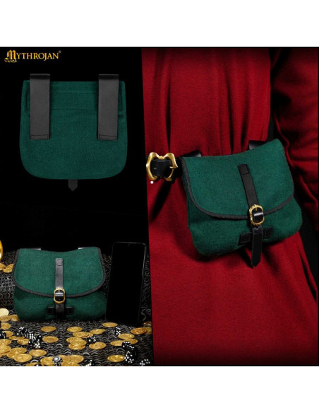 Sac à main médiéval pour LARP en vert