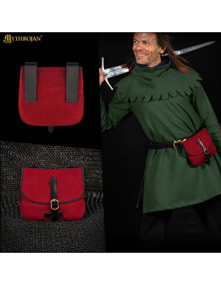 Sac médiéval pour LARP en rouge vin