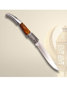 Couteau à cran d'arrêt série Ambre, manche en olivier