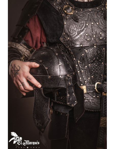 Casque Spangenhelm Baldur en cuir,...