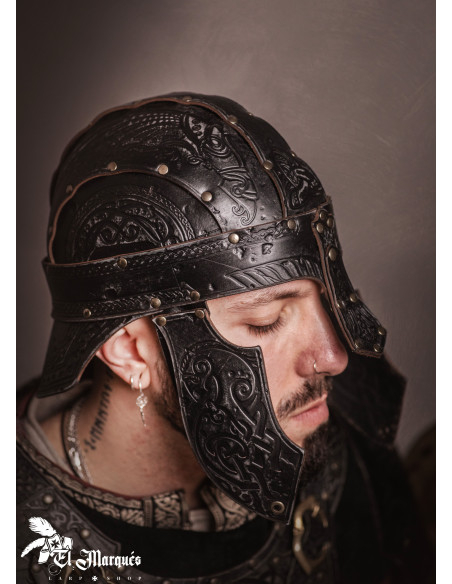 Casque Spangenhelm Baldur en cuir,...
