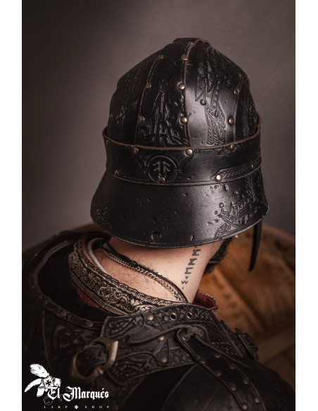 Casque Spangenhelm Baldur en cuir,...