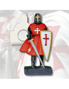 Aimant chevalier templar rouge avec épée (8 cm.)
