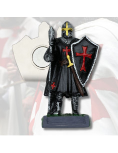Aimant chevalier templier noir avec lance (7 cm.)