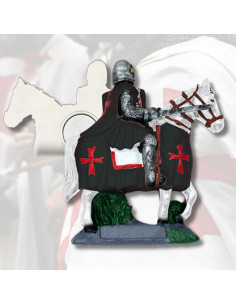 Aimant Templier noir avec épée à cheval (7 cm.)