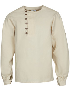 Chemise médiévale en coton modèle Tymond, couleur naturelle