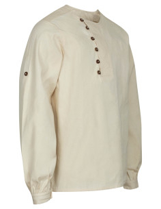 Chemise médiévale en coton modèle Tymond, couleur naturelle 2