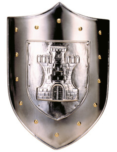 Écu décoratif avec gravure de château