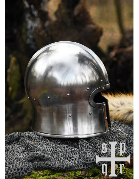 Barbuta médiévale ouverture en T, 2 mm.