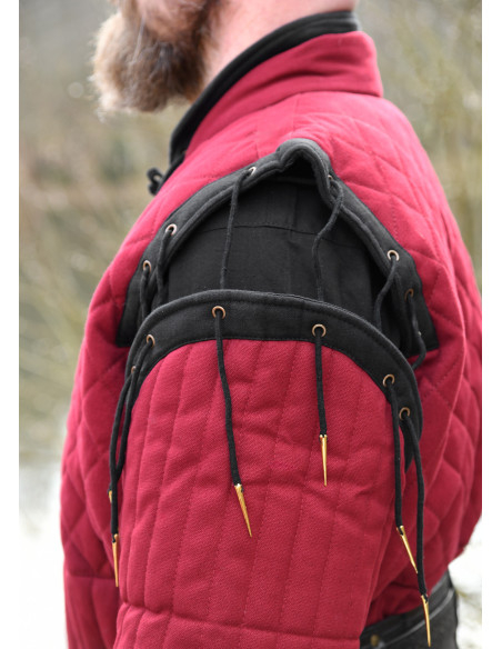 Gambison médiéval rouge-noir, manches...