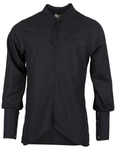 Chemise médiévale en coton modèle Arantir, couleur noire