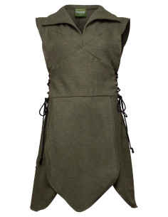 Tunique médiévale en laine modèle Galatea, couleur verte