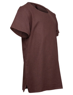 Tunique médiévale basique en coton, couleur marron 2