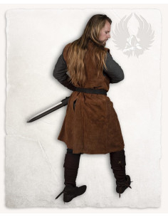Tabard médiéval en peau de daim modèle Bowen, couleur marron 2