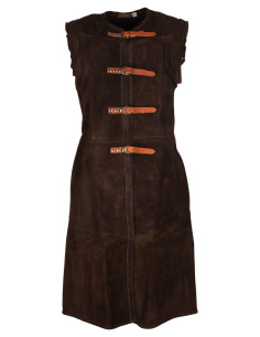 Veste médiévale longue en daim modèle Garen, couleur marron