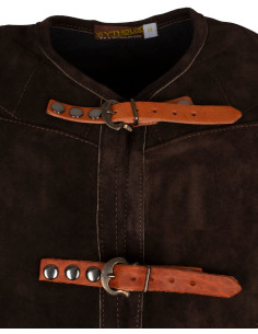 Veste médiévale longue en daim modèle Garen, couleur marron 2