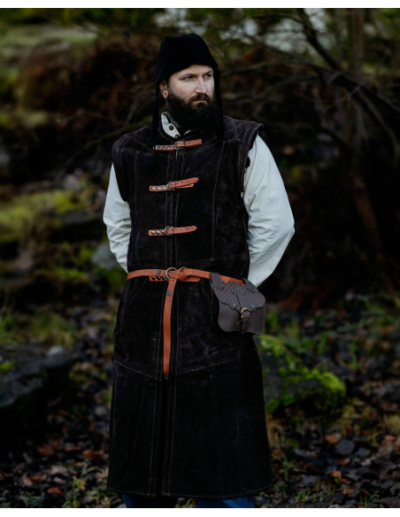 Veste médiévale longue en daim modèle...