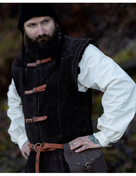 Veste médiévale longue en daim modèle...