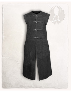 Veste médiévale longue en daim modèle Garen, couleur noire