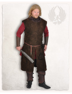 Tabard médiéval en daim modèle Justus, couleur marron 2