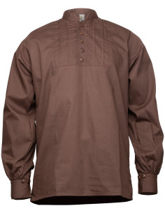 Chemise médiévale en coton modèle Lucious, couleur marron