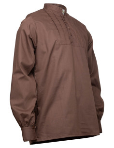 Chemise médiévale en coton modèle Lucious, couleur marron 2