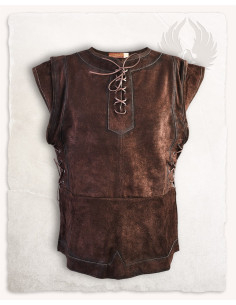 Gilet médiéval fermé en daim modèle Penda, marron