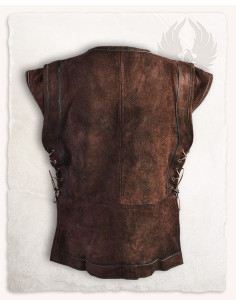 Gilet médiéval fermé en daim modèle Penda, marron 2