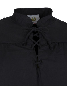 Chemise médiévale en coton modèle Roland, couleur noire 2