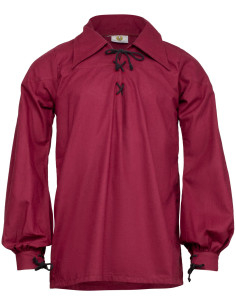 Chemise médiévale en coton modèle Sawyer, couleur bordeaux