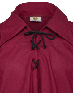 Chemise médiévale en coton modèle Sawyer, couleur bordeaux 2