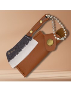 Couteau porte-clés avec étui et lame finition antique