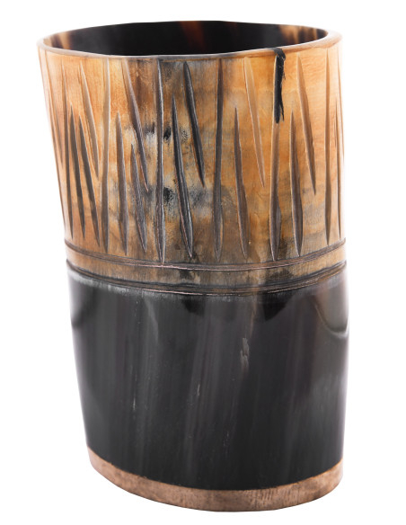 Tasse médiévale en corne et bois (11...