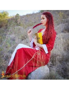 Robe Médiévale Princesse en Coton - Rouge et Blanc 2